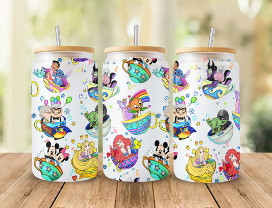 Mouse And Friends Glass Can Wrap, 16oz Glass Can Wrap, Cartoon  Libbey Can Glass, Floral Glass Can Png, Cartoon Watercolor Tumbler Wrap - VartDigitals