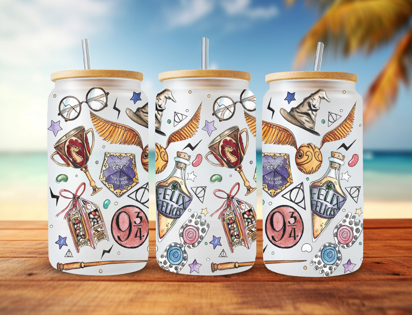 Potterhead Libbey Glass PNG, Can Glass Wrap PNG, 16oz Can Glass png, Magic Can Glass Full Wrap png, 16oz Coffee Glass png, Libbey can wrap - VartDigitals