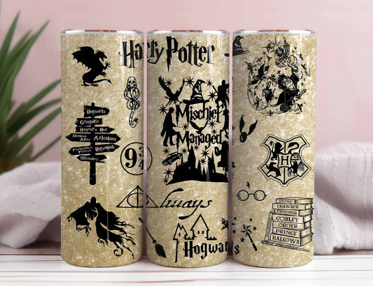 Magic 20 oz Tumbler Wrap PNG, HP Skinny Tumbler Sublimation, Wizard Tumbler Png, Potterhead Tumbler Png, Hogwarts Wrap, Harry Magic