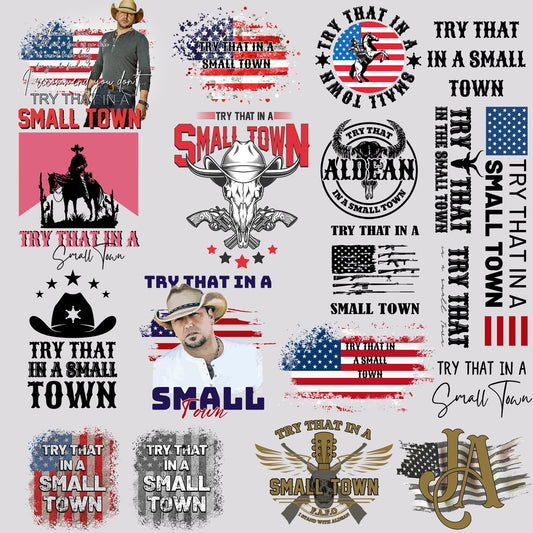 40+ Try That In A Small Town Bundle Png, Cow Skull Small Town Png, Retro Country Shirt Png, Country Music Png, American Flag Png - VartDigitals