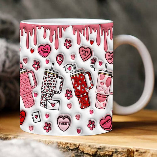 3D Retro Obsessive Cup Disorder Valentine_s Day Inflated Mug Wrap, Valentines Candy Heart Puffy Mug Sublimation, Retro Valentines Mug Png - VartDigitals